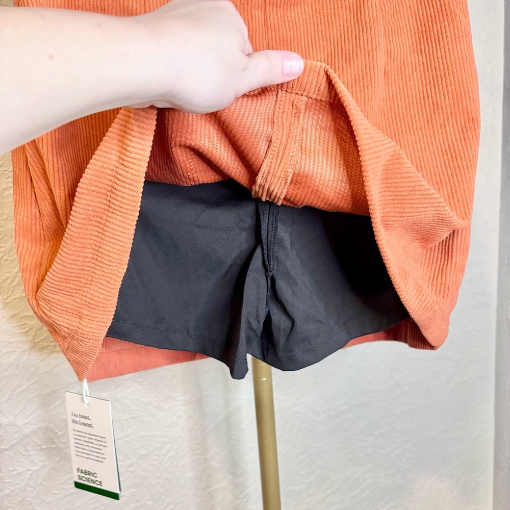 NEW HALARA Large Women's Corduroy Mini Skirt w/ shorts/skort - orange - Picture 4 of 4